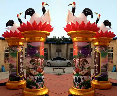 Lotus pillar funeral Air model arch column electric white matter Air model Lotus crane column a pair of inflatable arches
