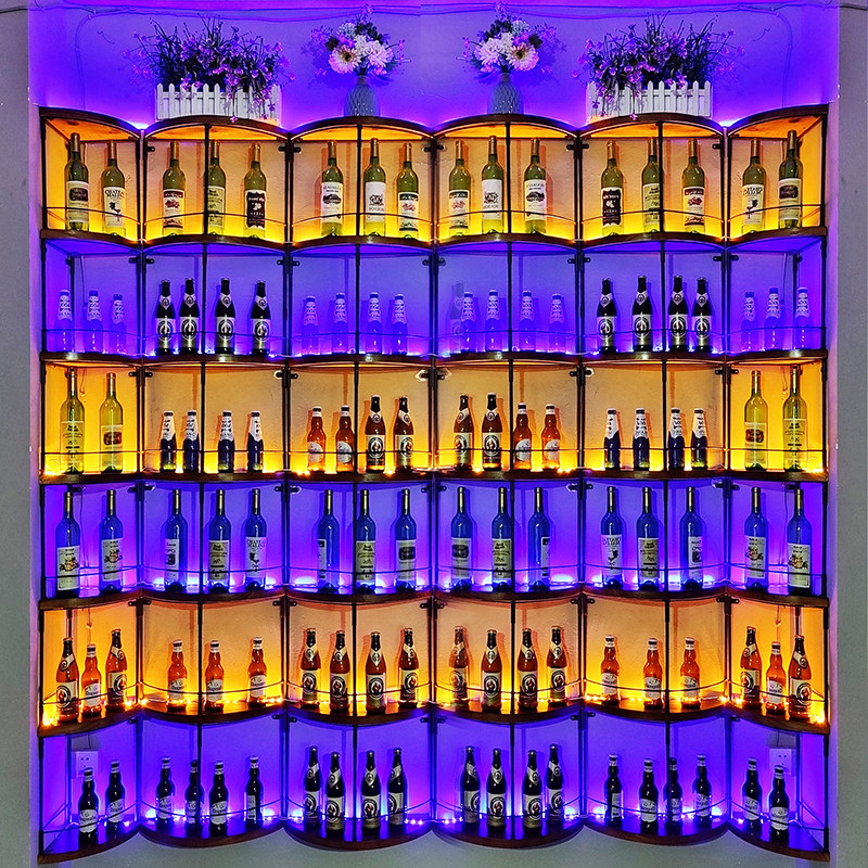 Iron rack bar severance frame wall hanging semicircular decoration bar display frame wine cabinet exhibition