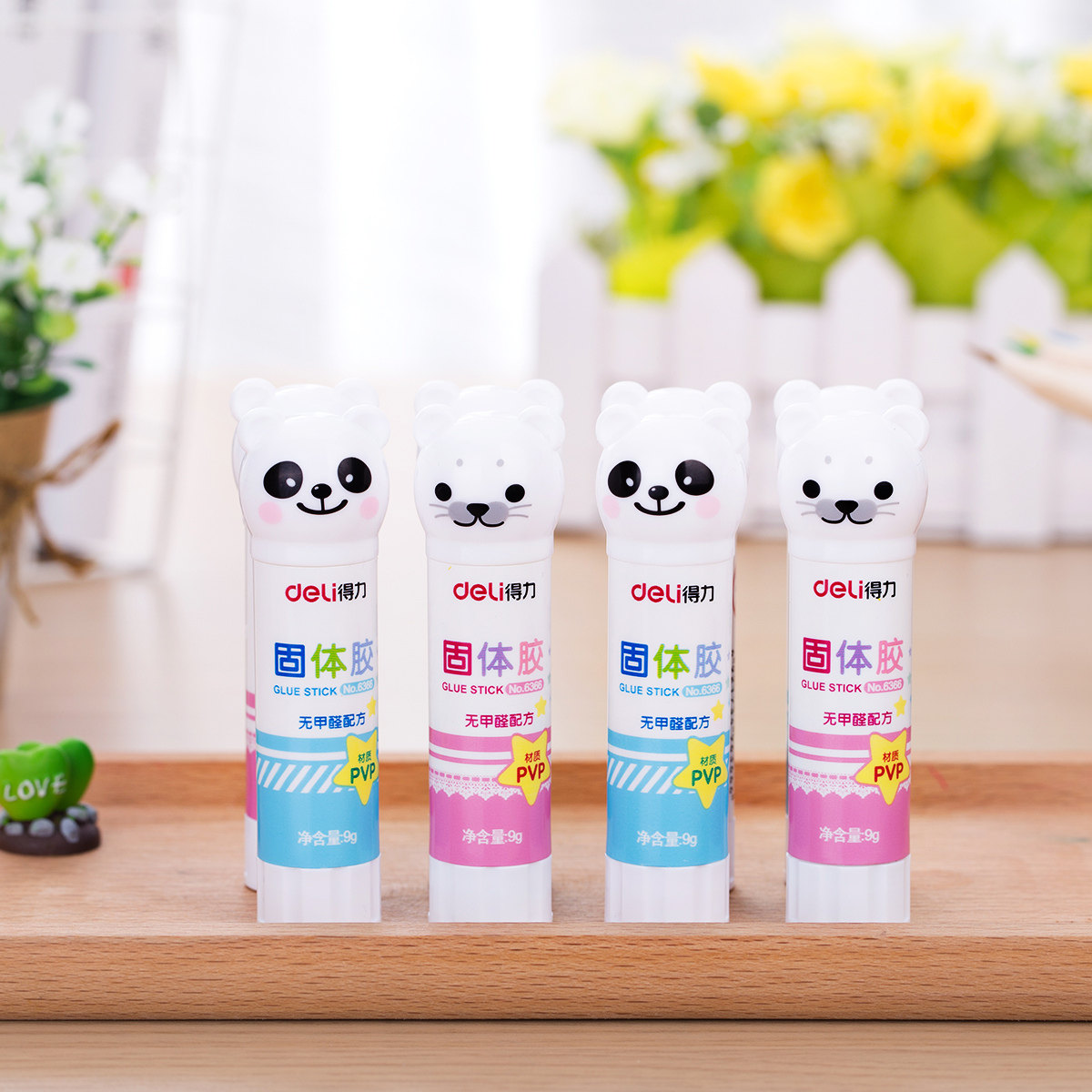 Deli solid glue student cute cartoon animal avatar Children's handmade solid glue stick solid glue 6366