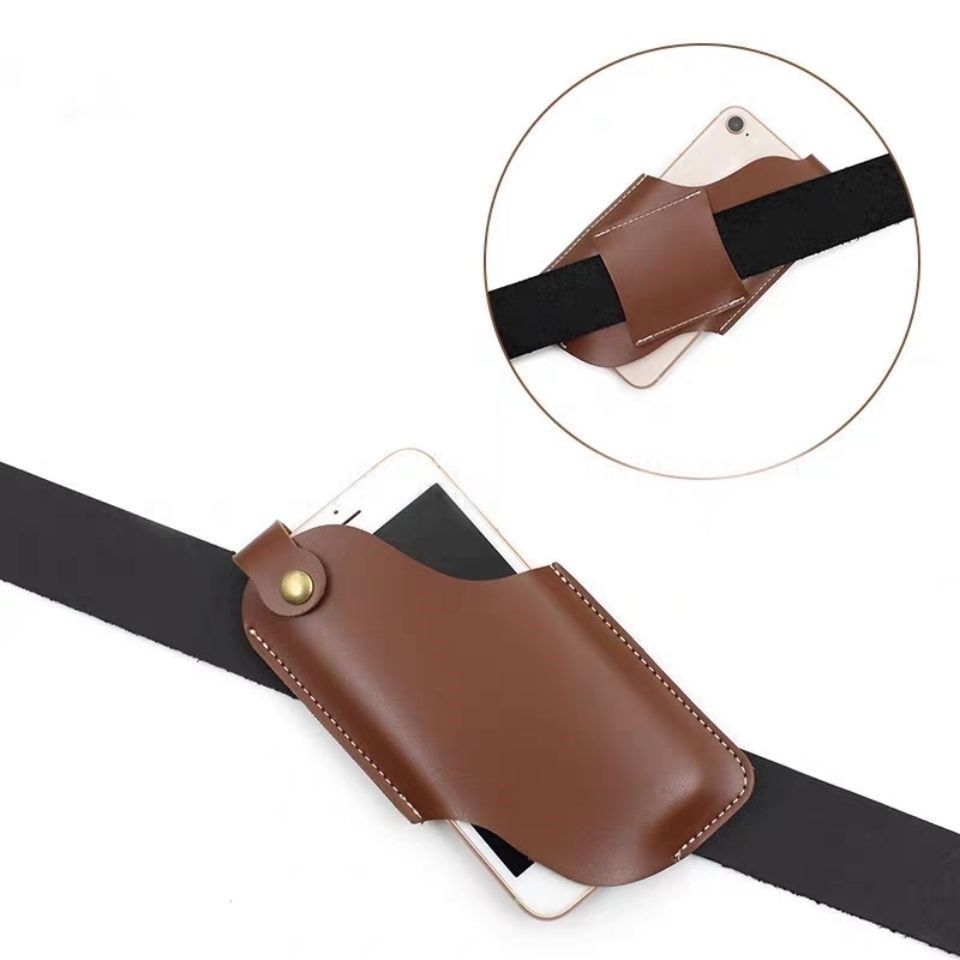 men's outdoor portable mobile phone case leather case waist hanging PU leather waist hanging mobile phone bag portable crossbody mobile phone waist bag