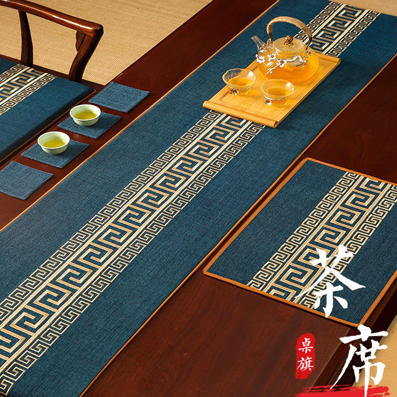 Tea Table Mat, Table Runner, New Chinese Style Zen Waterproof Tea Mat, Chinese Style Tablecloth, High-End Tea Runner, Tea Table Fabric Strip Tea Table Mat, Table Runner, New Chinese Style Zen Waterproof Tea Mat, Chinese Style Tablecloth, High-End Tea Runner, Tea Table Fabric Strip