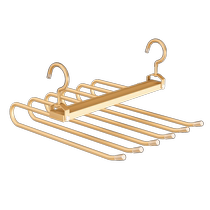 Aluminum alloy folding trouser rack hook multi-functional storage household seamless multi-layer rack wardrobe special artifact for hanging trousers
