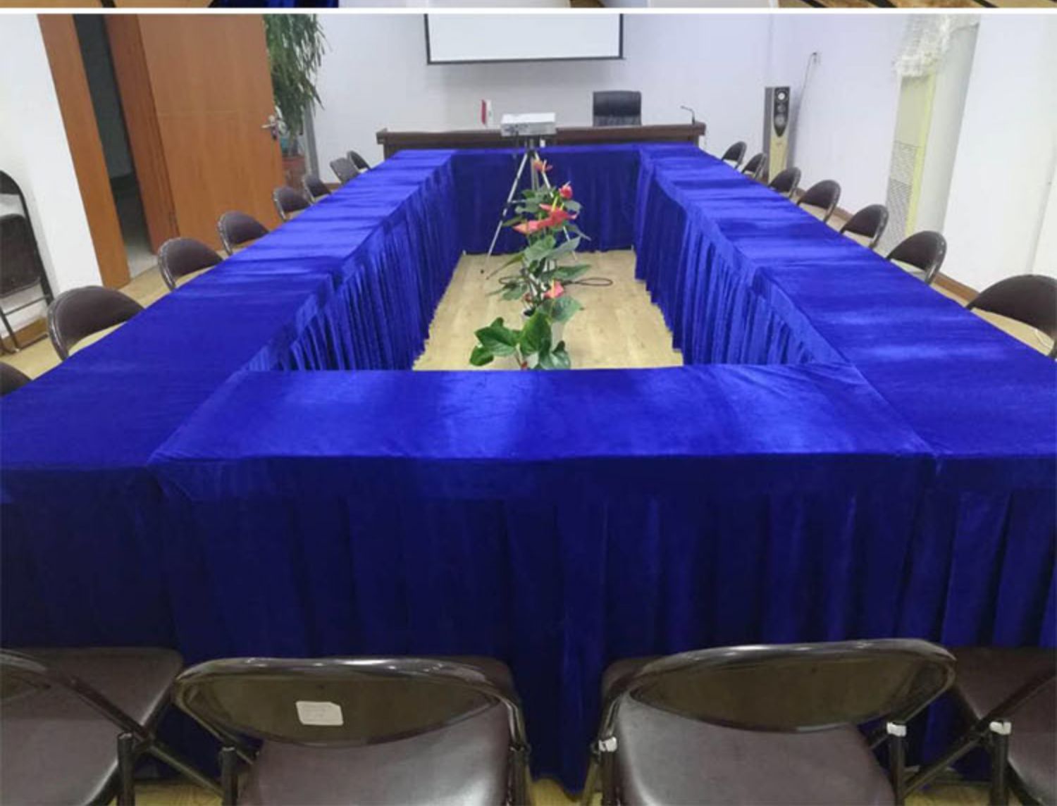 Royal nhung vàng vải nhung màu xanh đậm sân khấu hội nghị khăn trải bàn màu xanh nhung vải nền vải - Vải vải tự làm chất vải nỉ cotton