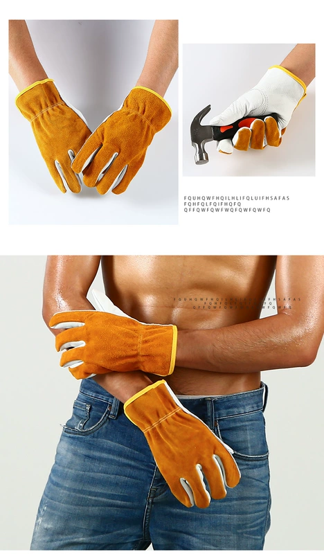 Bao tay da hàn 2 lớp hàn công nghiệp Găng tay thợ hàn ngắn mềm bảo vệ bàn tay Găng tay bảo hộ thợ hàn găng tay cao su bảo hộ