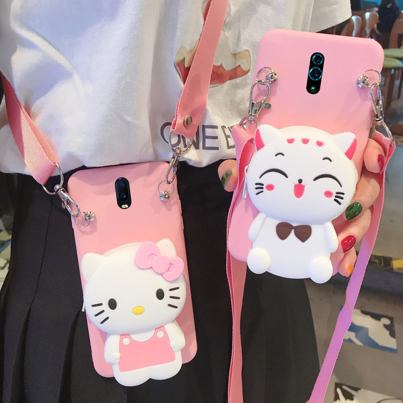 招财猫oppor17手机壳reno十倍变焦0ppo零钱包realmex斜跨renoz包包a9挂绳r17pro粉r15x仙女r15立体卡通f11pro