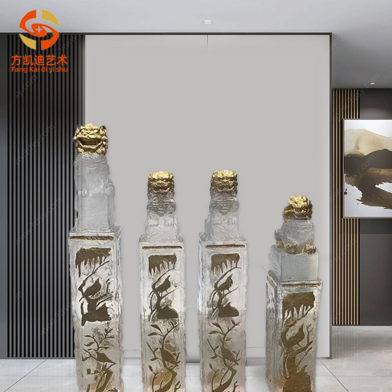 New Chinese Transparent Lions Hotel Decent Board House Xuan Guan Pillars Ground Animal Pendulum Pieces Abstract Soft-mounted Art Petty-Taobao