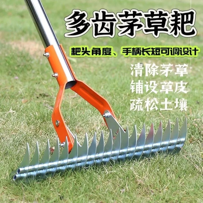 Garden Lawn Rake, Grass Rake, Weed Removal Rake, Lawn Dead Grass Rake, Garden Leaf Rake, Detachable Soil Loosener, Legendary Tool