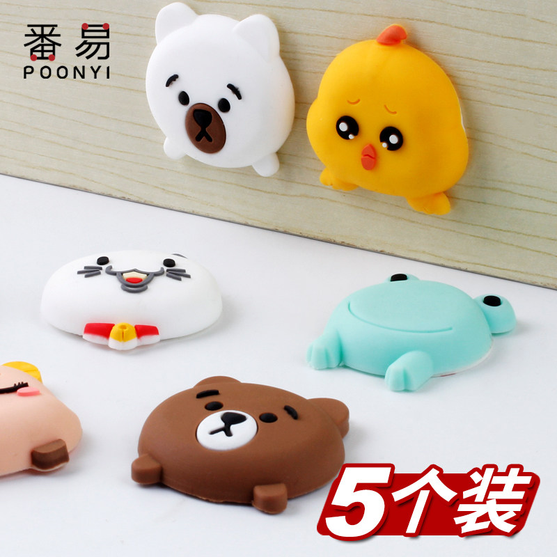 Household thickened silicone door handle anti-collision pad cartoon protective wall sticker door rear refrigerator anti-collision mute buffer pad