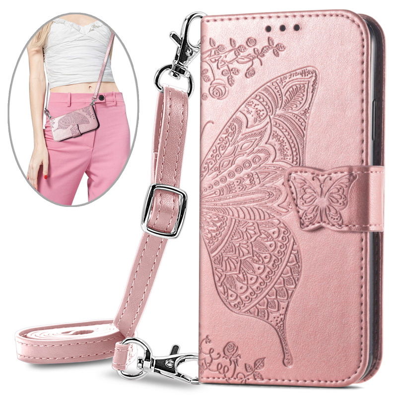 Suitable for Oppo Reno15C/14/13F/12/11 Phone Case Flip Cover Leather Case Full Edge Protection Anti-Drop for Men and Women Pro+ Crossbody Strap Lanyard Wallet