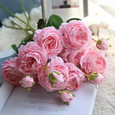 Simulation of 3 foreign peony wedding wedding decoration rose bouquet living room decoration European silk peony fake flower