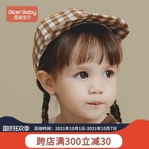 Baby hat Spring and Autumn Korean version of new cute boys and girls baby baseball cap fashion Plaid children cap