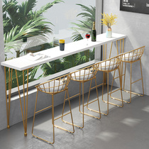 Nordic marble bar table and chair combination Household small bar Balcony high foot table Bar table wall long table