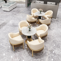 Sales office negotiation table and chair combination Simple office leisure business reception negotiation round table and four chairs