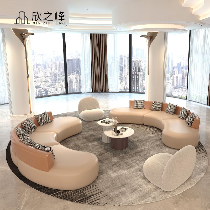 Nordic Hotel Lobby Reception Arc Sofa VIP Clubhouse Lounge Casual Showroom Lounge Guest Sofa Combo-Taobao