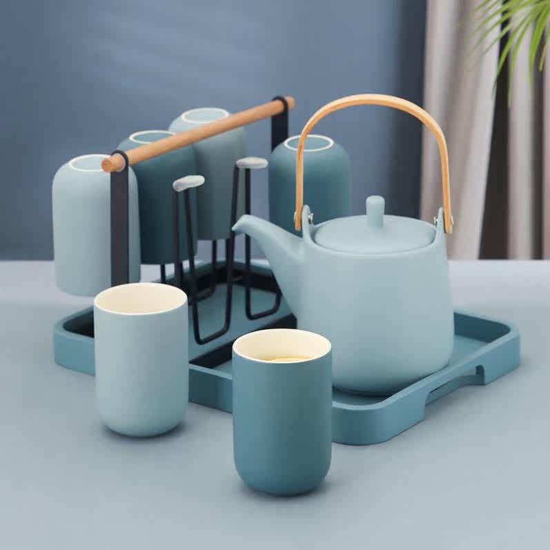 Morandi Nordic water furniture suit Home water glass suit Living room tea cup minimalist with nursery 6 only cup holder
