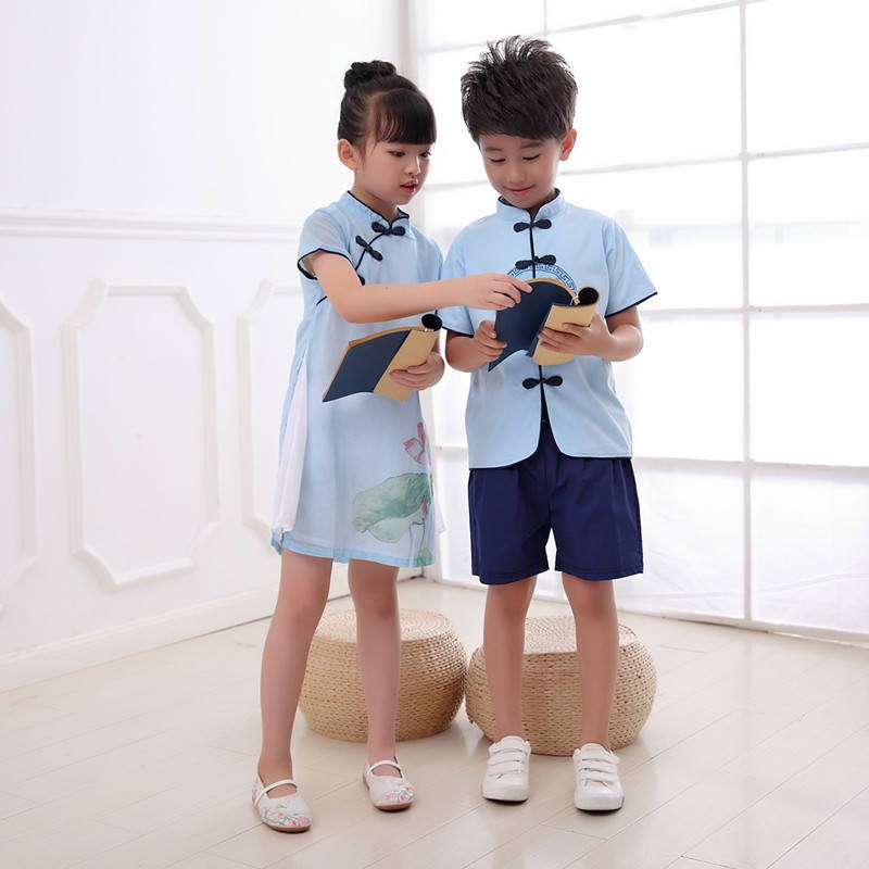 Ngày mới của trẻ em Ngày thiếu nhi Trang phục Cộng hòa Trung Quốc Gió nam và nữ Hợp xướng Quần áo Hanfu Biểu diễn Quần áo Trường mẫu giáo Quần áo Vườn - Quần áo ngoài trời áo gió