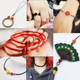 Золотое плетеное ювелирное украшение из нефрита, браслет из красной нити, 72 размер, золото и серебро, 0.8mm