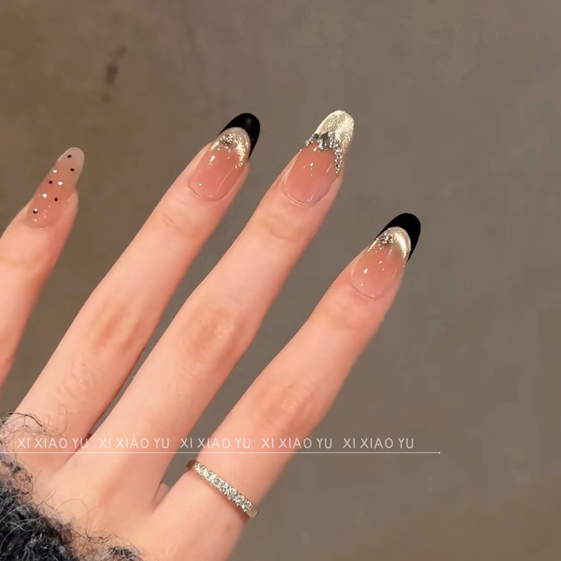 [Magic Girl] Ice-Transparent French Crystal Cat-Eye Crushed Diamond Sparkling High-End Handmade Wearable Fake Nails