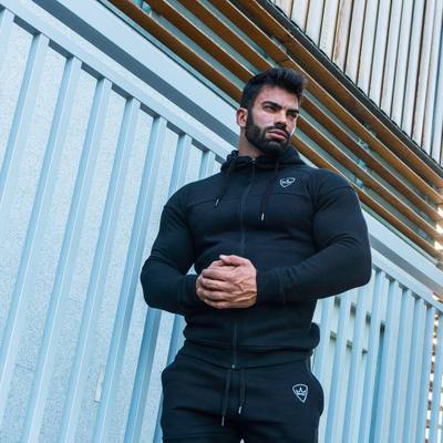 Muscle fitness Dog Brothers Sports long sleeve jacket sweater pants men slim hoodie running training set