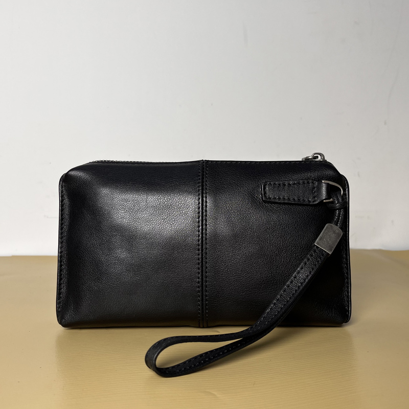 Men's Genuine Leather Clutch Bag, First-Layer Cowhide Long Zipper Wallet, Casual Phone Bag, Handmade Soft Leather Wrist Bag, Trendy Men's Genuine Leather Clutch Bag, First-Layer Cowhide Long Zipper Wallet, Casual Phone Bag, Handmade Soft Leather Wrist Bag, Trendy