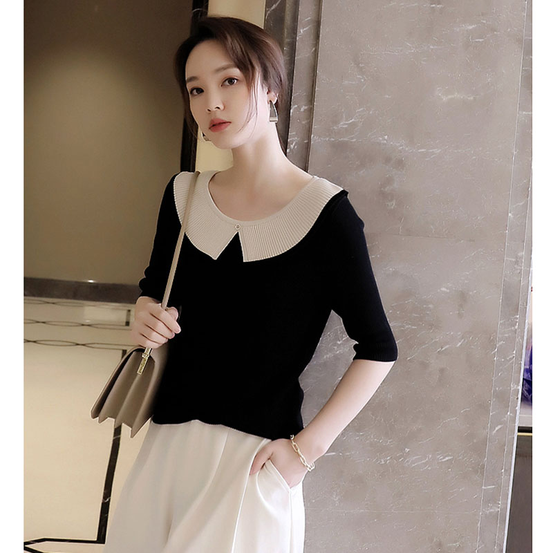 Knitted summer sweater, fitted T-shirt, top, 2021 collection, french style Knitted summer sweater, fitted T-shirt, top, 2021 collection, french style