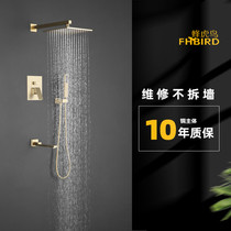 Bee tiger bird brushed gold concealed rain shower set Wall-mounted hot and cold water golden shower Rain shower