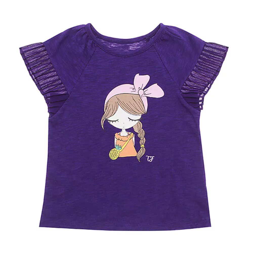 Прямое письмо Кореи [Tiffany] Фиолетовая девушка футболка T -shirt T23KCT060