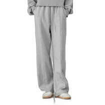 Korean direct mail Nouve wide pleated strappy trousers mixed color gray