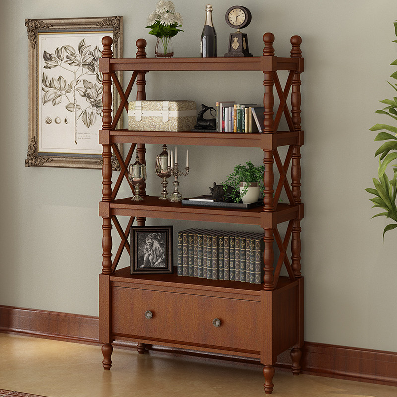 American Solid Wood Bookshelf Floor Home Modern Children Bookcase Shelving Book House Storage Students Full Solid Wood Shelf