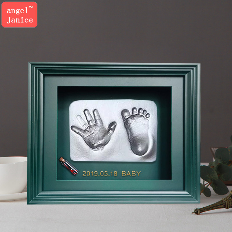 Baby hand and foot print mud hand and foot print permanent fetal hair souvenir photo frame newborn baby child full moon 100 days gift