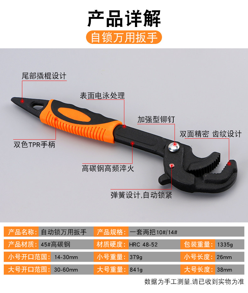 ShuICBC Multifunction Live Mouth Wrench Active Wan Use Suit Multipurpose Quick opening pipe pliers Self-tight pipe pliers New products