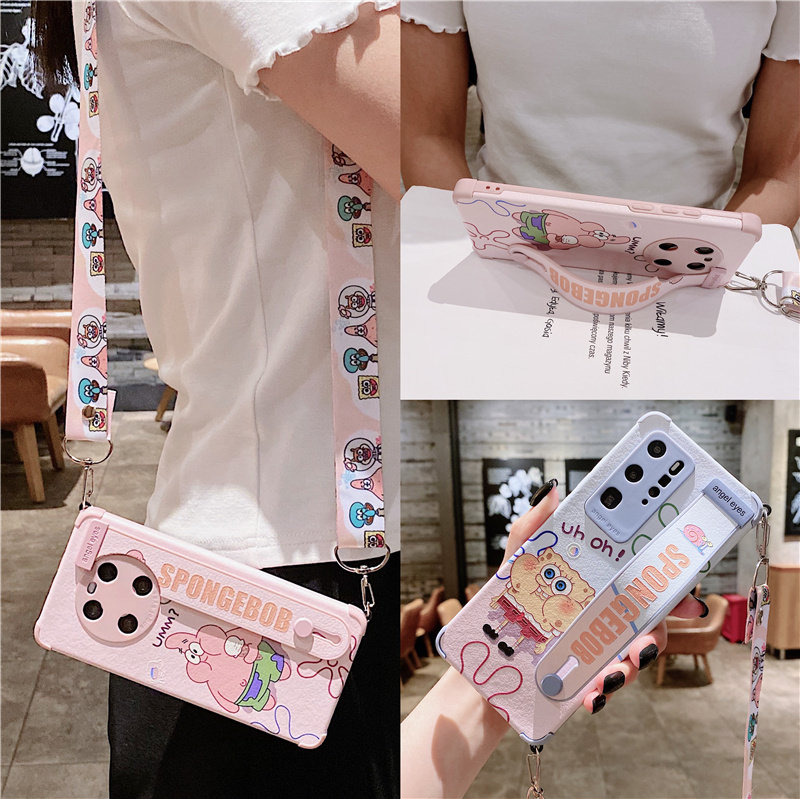 Suitable for Huawei mate40pro mobile phone case mate30 soft silicone case p40pro Messenger lanyard p30 backpack style nova7 all-inclusive anti-drop glory 30 cartoon wristband female