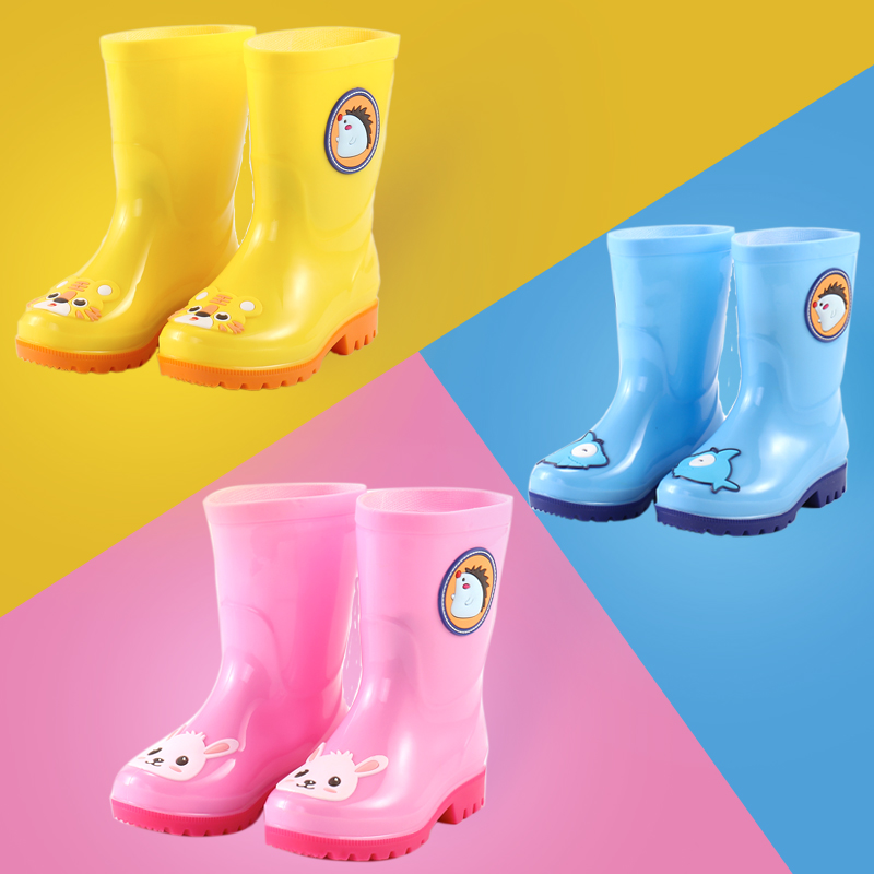 Children's rain boots boys and girls kindergarten primary school students waterproof non-slip wear-resistant medium-tube water shoes baby cute rain boots