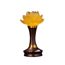 Glass crystal lotus lamp Bodhisattva colorful household pair of everlasting lamps God of Wealth lamp worship lamp rechargeable LED lamp