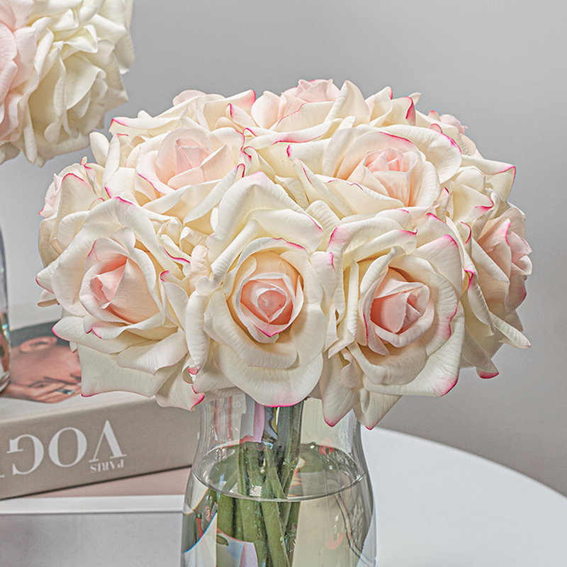 Fake flower small bouquet high-end realistic touch moisturizing rose artificial flower wedding bride holding vase decoration