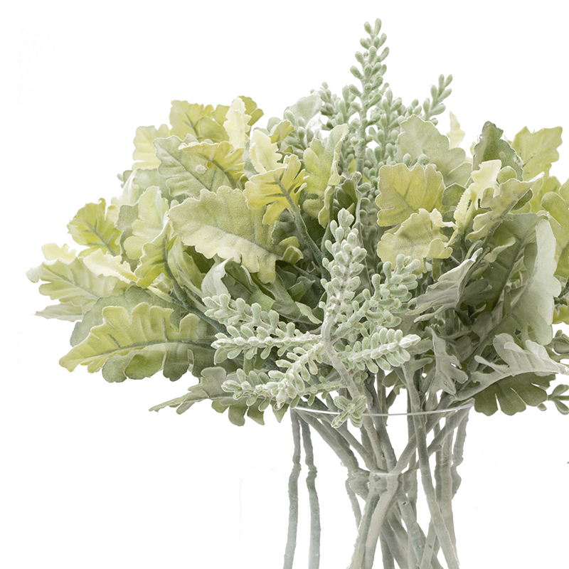 Spring Mountain Emulation Flower Leaf Silver Leaf Silver Leaf Inulin Plant Deer Antlers Hold Flowers Wedding Celebration Flower Art Matching Material Fake Flower Family Residence Decoration