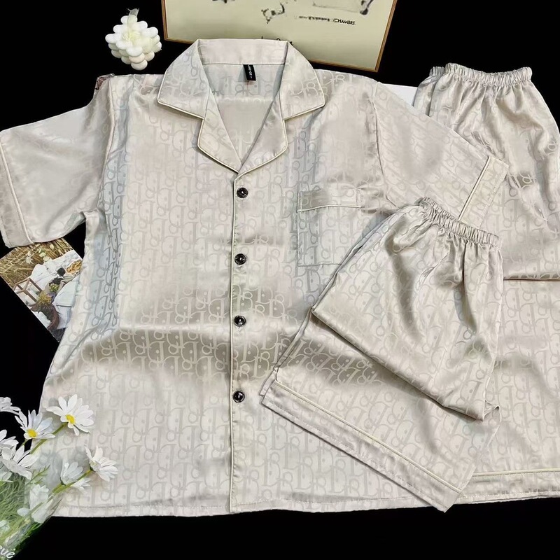 Men's Pajamas for Summer, Ice Silk, High-End Feel, 2025 New Style, High-Grade, Large Size, Cool and Thin Home Wear Set