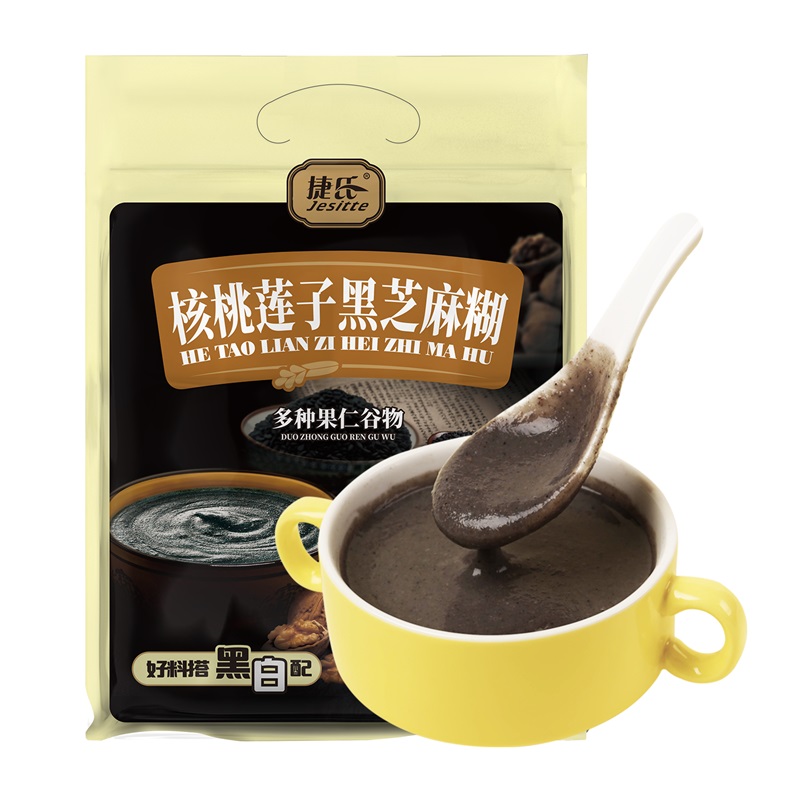 Teers 680g Walnut Lotus Seed Yam Pearl Barley Sesame Seeds Black Sesame Burnt Black Bean Grain Nutrition Healthy Ready-to-eat Breakfast Bagged-Taobao