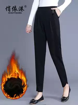 Women's velvet pants children's autumn and winter loose thickened Harlem pants large size fashion high waist slim small feet casual trousers