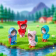 Cute Raincoat and Umbrella Couple, Boys and Girls, Bonsai Gardening, Desktop Workstation, Computer Healing Decorations, Small Ornaments
