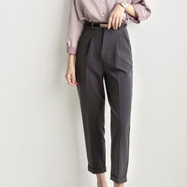 Spring paragraph 2022 new casual smoke pipe high waist gross gray western clothing pants woman straight cylinder loose 100 hitch skinny pants