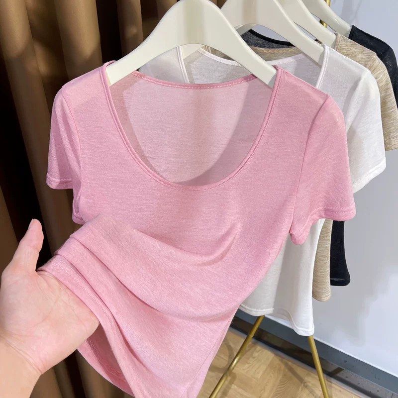 White thin face mask, fitted base body-friendly T-shirt, with short sleeve, slim fit