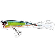 (Direct mail from Japan) DUEL Lure Bait 3DB POPPER F75mm PFT10g Prism Fire Tiger Bass