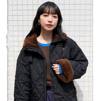 Japanese direct mail FREAKS STORE womens warm ボア stitched stand collar cotton coat 2023 autumn and winter new style