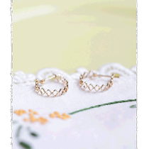 Japanese direct mail cui-cui womens K10 gold cross corrugated hoop earrings timeless classic style light