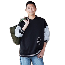 Japanese direct mail Sunny clouds mens campus style color block embroidered sweatshirt 726159