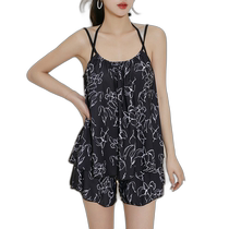 Japan direct mail TeddyShop womens plant pattern off-the-shoulder bikini camisole shorts 4-piece set