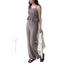 Japan direct mail AS KNOW AS plus womens random pleated vest pants two-piece set Q70826