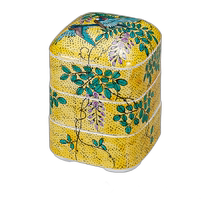 Japanese direct mail Kutani ware three-layer heavy Yoshida Valley flowers and birds Japanese tableware three-layer New Year