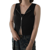 Japanese direct mail WEGO womens retro washed double zipper vest 2024 spring and summer style WE24SM07L0019